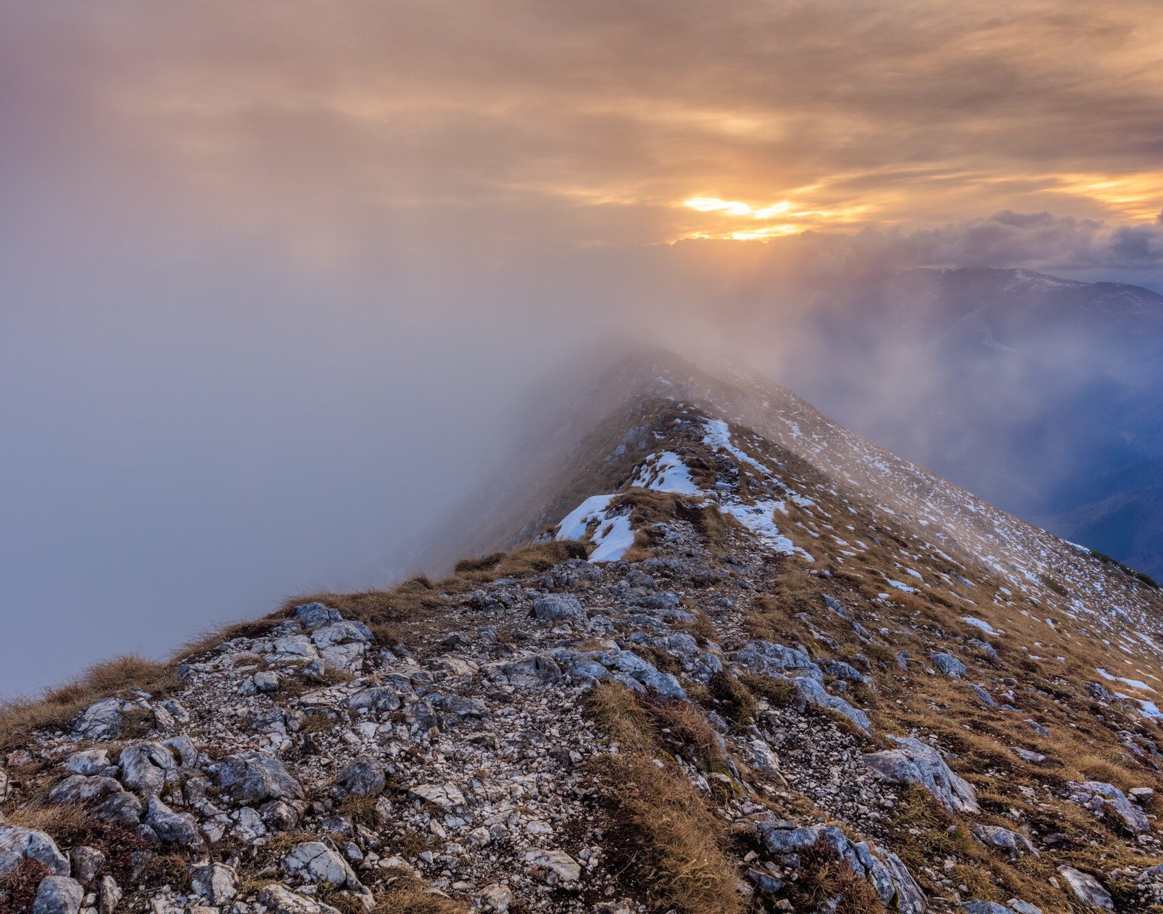 mountain landscape in sunset